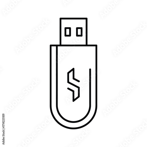Scalable vector line art illustration of a usb flash drive icon in eps format silhouette vector illustration white background