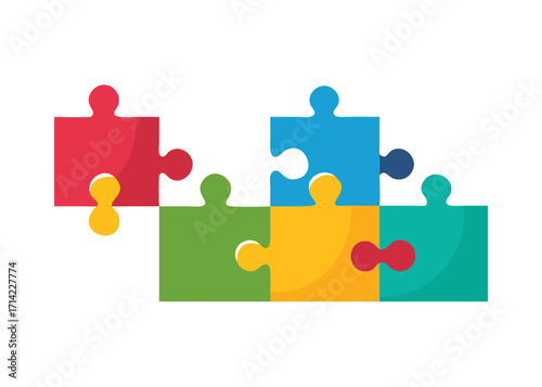 Color puzzle icon set. Part color symbol. Puzzle compatible icon in flat style. Jigsaw agreement illustration. Cooperation solution business concept.icon
