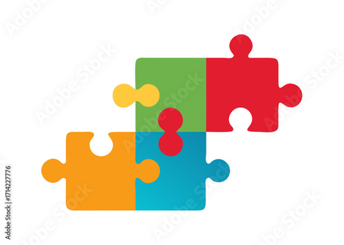 Color puzzle icon set. Part color symbol. Puzzle compatible icon in flat style. Jigsaw agreement illustration. Cooperation solution business concept.icon
