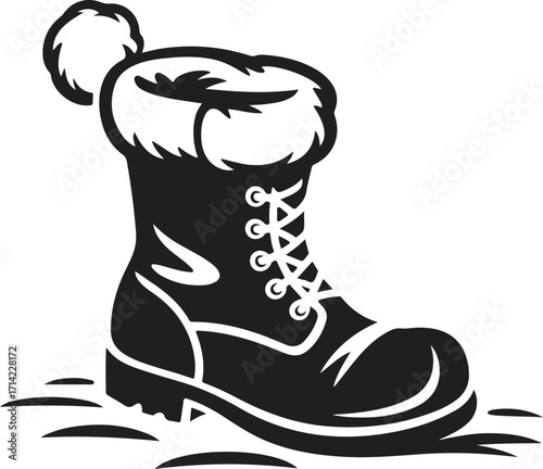 Cozy winter boot with fur trim and pompom