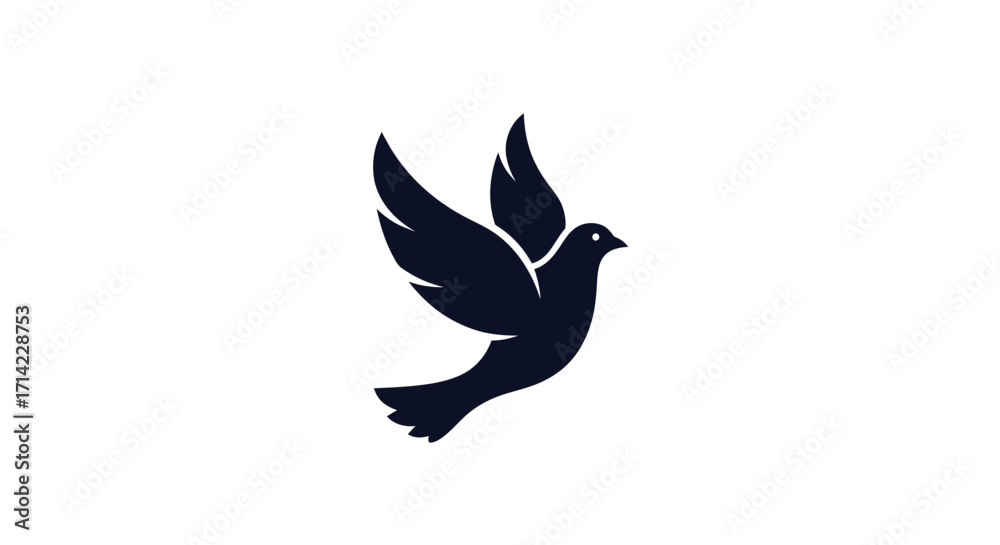 Fototapeta premium Elegant Silhouette of a Dove in Flight Symbolizing Peace and Freedom.