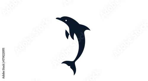 Silhouette of a dolphin leaping gracefully against a white background.