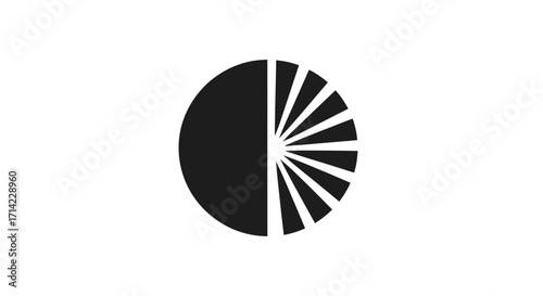 Half Circle with Radiating Lines Symbol of Focus and Balance.