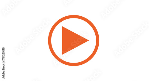 Simple orange play button icon for multimedia interface.