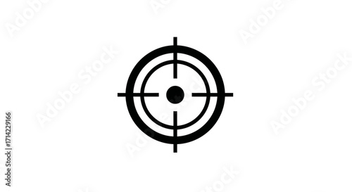 Black and White Target Icon with Crosshairs for Precision Aiming.