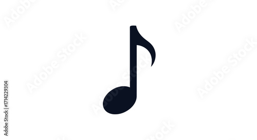 Single Eighth Note Symbol in Black on White Background.
