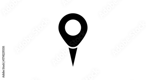 Simple black location pin graphic design.
