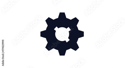 Dark gear icon symbolizing mechanics industry and engineering.
