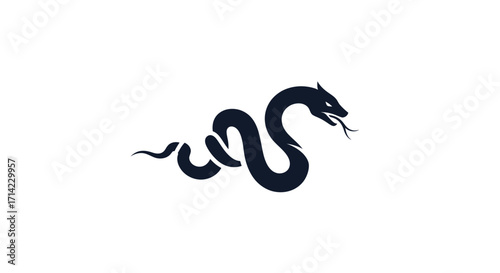 Stylized black snake silhouette with forked tongue.