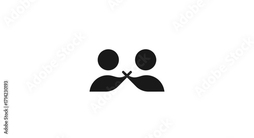 Minimalist Icon Symbolizing Connection Between Two Abstract Figures.