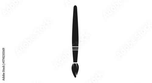 Simple Black Silhouette of an Artist Paintbrush Icon.