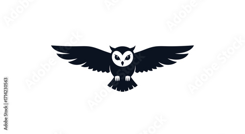 Silhouette of a Flying Owl Focused on Design Minimalist Style Powerful Symbolism Bold Visual.