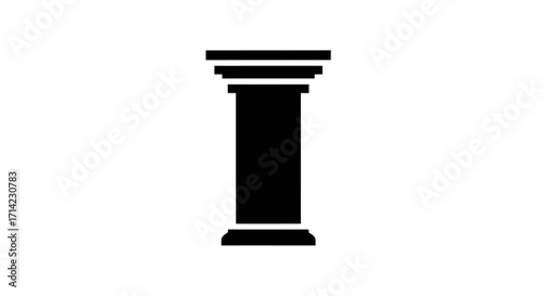Simple Black Silhouette of a Classical Architectural Pillar.