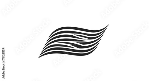 Abstract black and white wavy lines graphic design.
