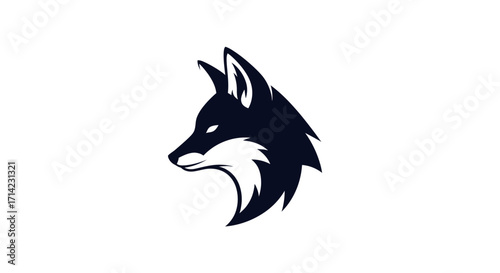 Sleek black fox head logo design with sharp features and intense gaze.