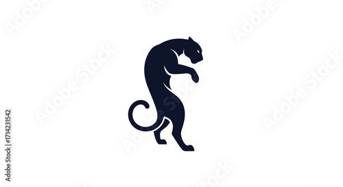 Elegant Black Panther Silhouette Standing Tall with Graceful Posture.