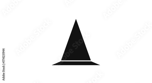 Simple black witch hat icon for Halloween and magic themes.