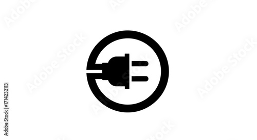 Electric plug icon within a circle representing power and connection.