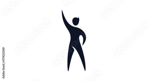 Silhouette of a person with one arm raised in victory or celebration.