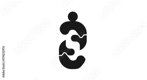 Abstract design of a person puzzle-like shape focused on human connection and unity modern and minimalist style symbolic representation of human interaction.