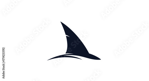 Stylized Shark Fin Emerging from Water Minimalist Marine Logo Design.