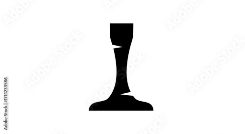 Abstract silhouette of a broken wine glass on a white background.