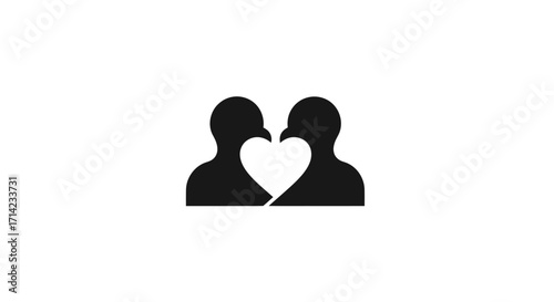 Two bird heads forming a heart symbol of love and connection.