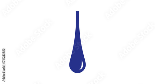 Abstract blue liquid droplet shape with glossy reflection.