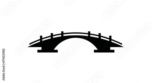 Elegant black bridge silhouette over white background minimalistic design.