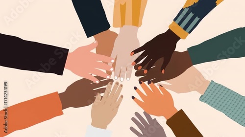 Animated Hands Forming Circle of Unity, Diversity and Inclusion Concept Video with Multicultural Teamwork