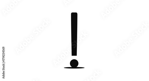 Simple black exclamation mark symbol isolated on a white background.