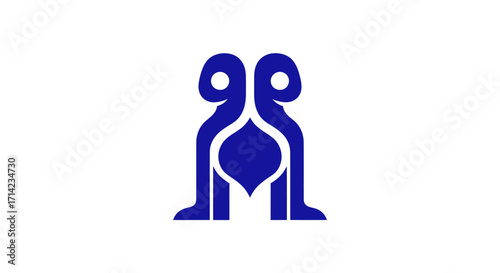 Symmetrical Blue Emblem with Intricate Design.