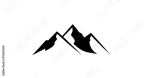 Majestic Mountain Peaks Silhouette Graphic.