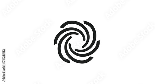 Abstract circular spiral vortex logo design element.