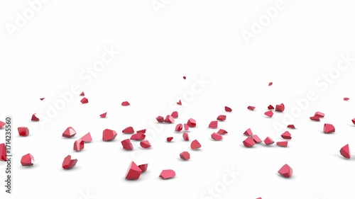 Shattering Red Heart Fragments. A 3D Abstract Motion Graphics Video Depicting the Shocking Breakup of Love and Sadness.