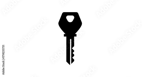 Simple Black Key Icon on White Background for Security.