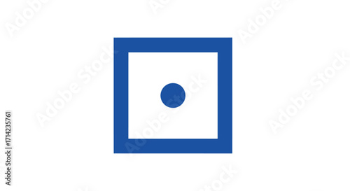 Blue square with a single central dot.