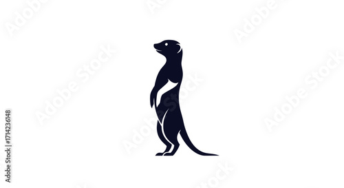 Elegant Meerkat Silhouette Standing Alertly on Hind Legs.