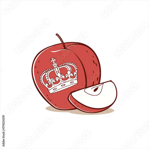 Wallpaper Mural Red apple with a crown illustration and a slice Torontodigital.ca