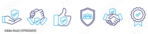 Trustworthy Business and Partnership Outline Icon Set	