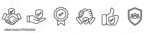 Trustworthy Business and Partnership Outline Icon Set