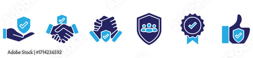 Trustworthy Business and Partnership Outline Icon Set	