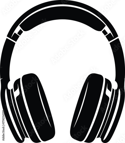 Black Headphones Vector Illustration Isolated on Transparent Background black vector