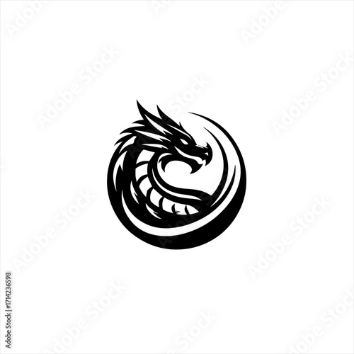 Black dragon head emblem in a circle