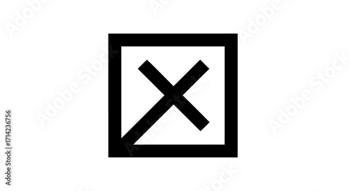 Black square with an X inside representing a symbol of rejection or error.