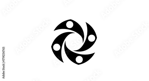 Abstract Swirling Design with Circular Elements in Black and White.