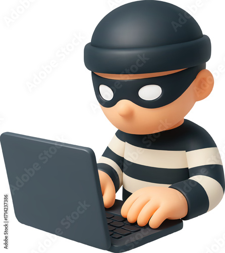 3d Vector Fraud scammer, Digital hacker, Cyber security and Financial cyber crime concept. Eps 10 Vector.