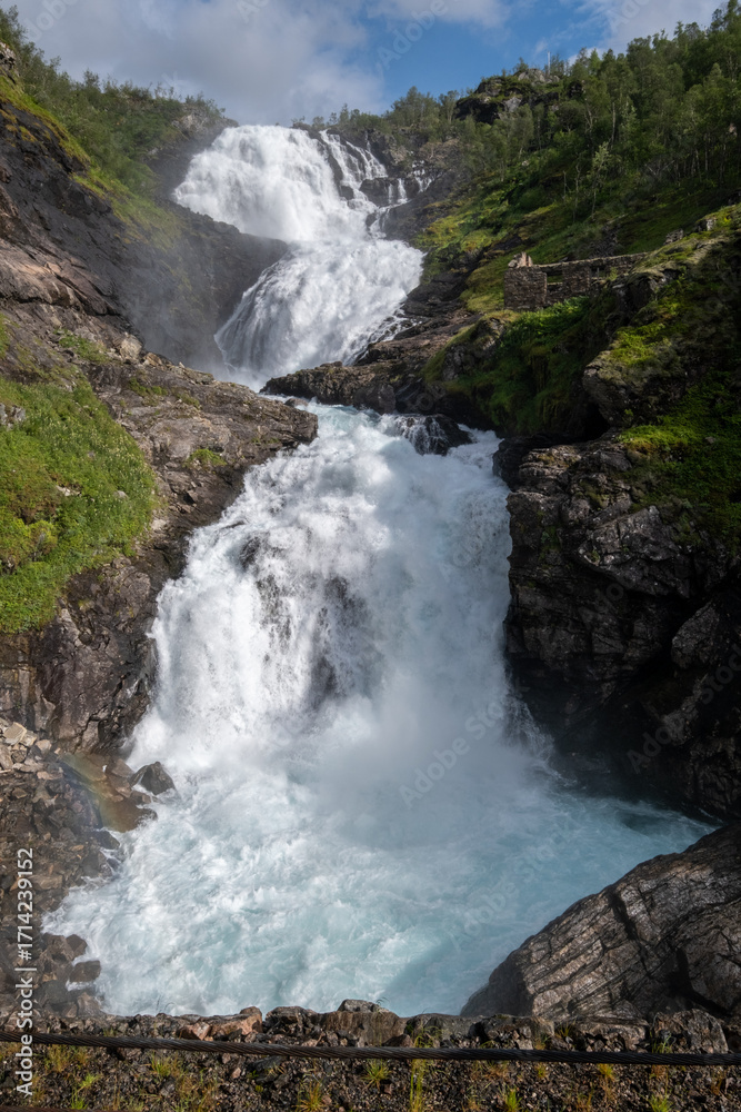 Fototapeta premium The mighty Kjosfossen on the Flam Railway, Norway
