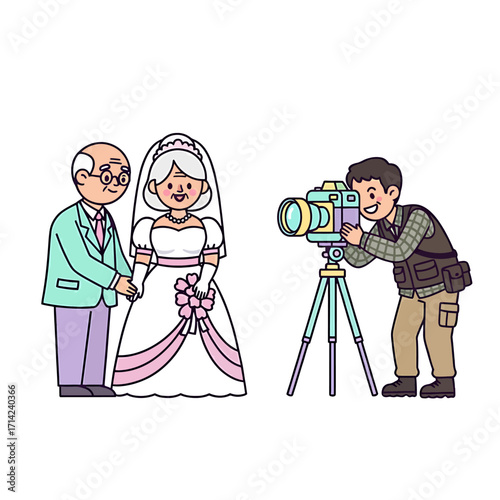Wedding Day Memories A Heartwarming Snapshot of a Couple with Their Photographer