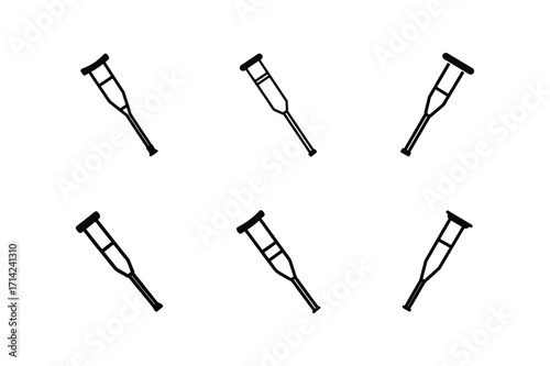 crutch icon silhouette vector illustration